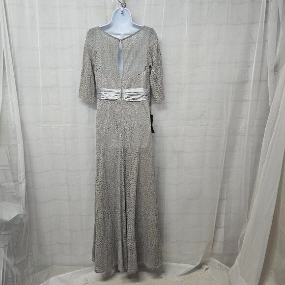 NWT Ever Pretty Dress Floral Lace Gray Satin Maxi Whimsigoth  12 - Picture 7 of 15